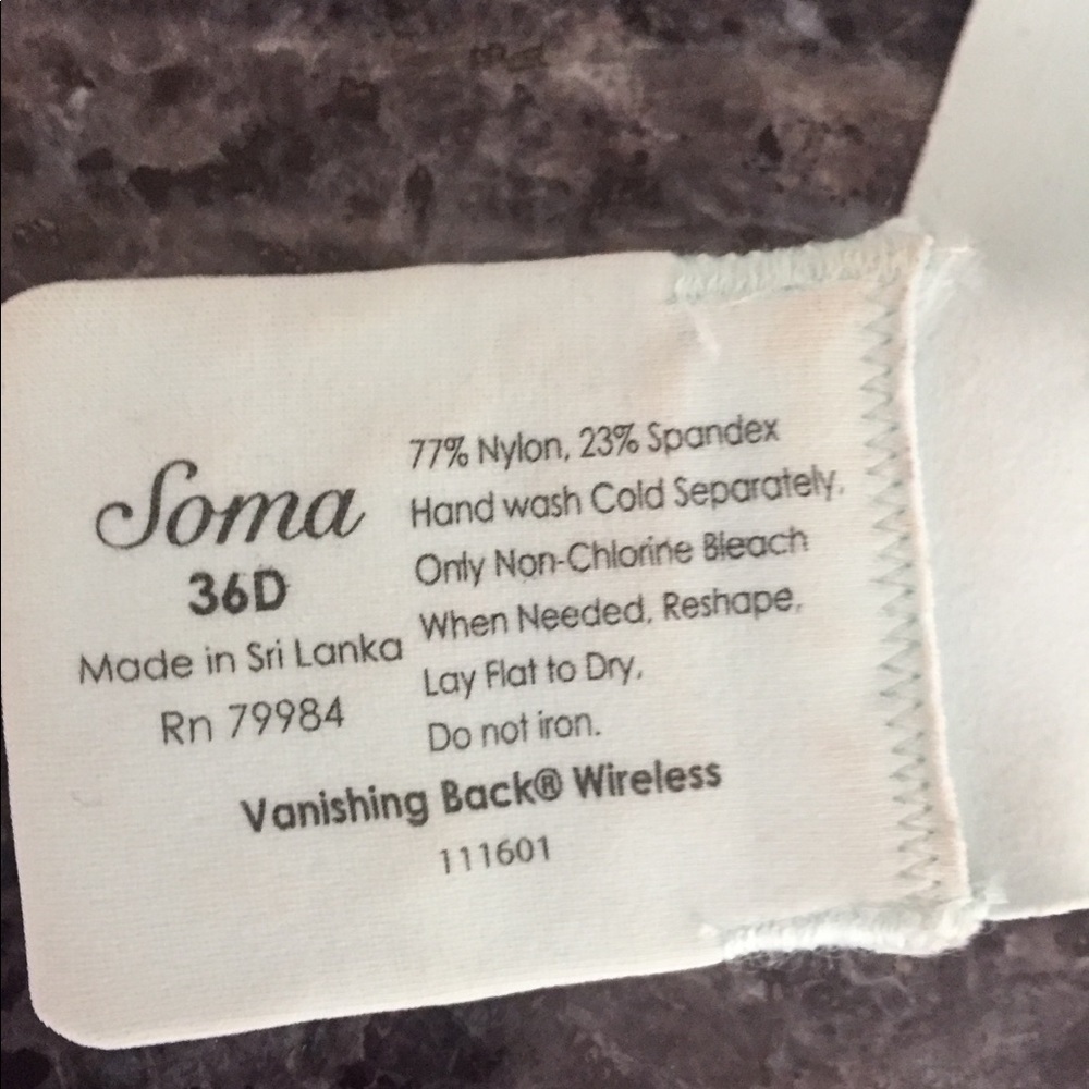 3 Soma Bras. Size 36 D. Vanishing Back.